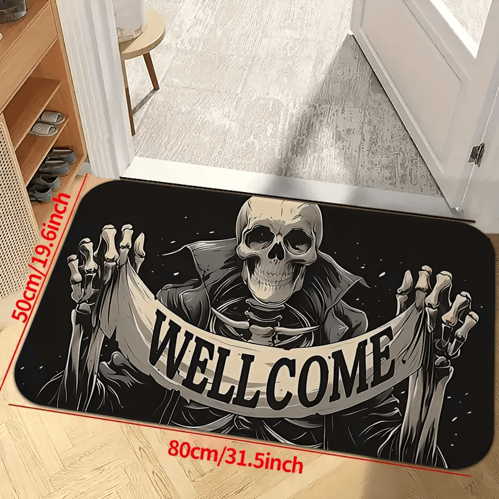 Gothic Skeleton Welcome Outdoor Door Mat for Entryways