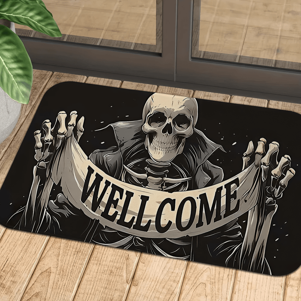 Gothic Skeleton Welcome Outdoor Door Mat for Entryways