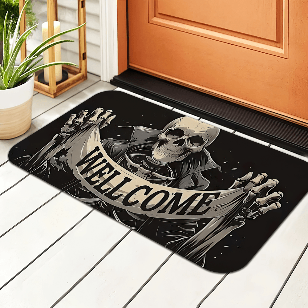 Gothic Skeleton Welcome Outdoor Door Mat for Entryways