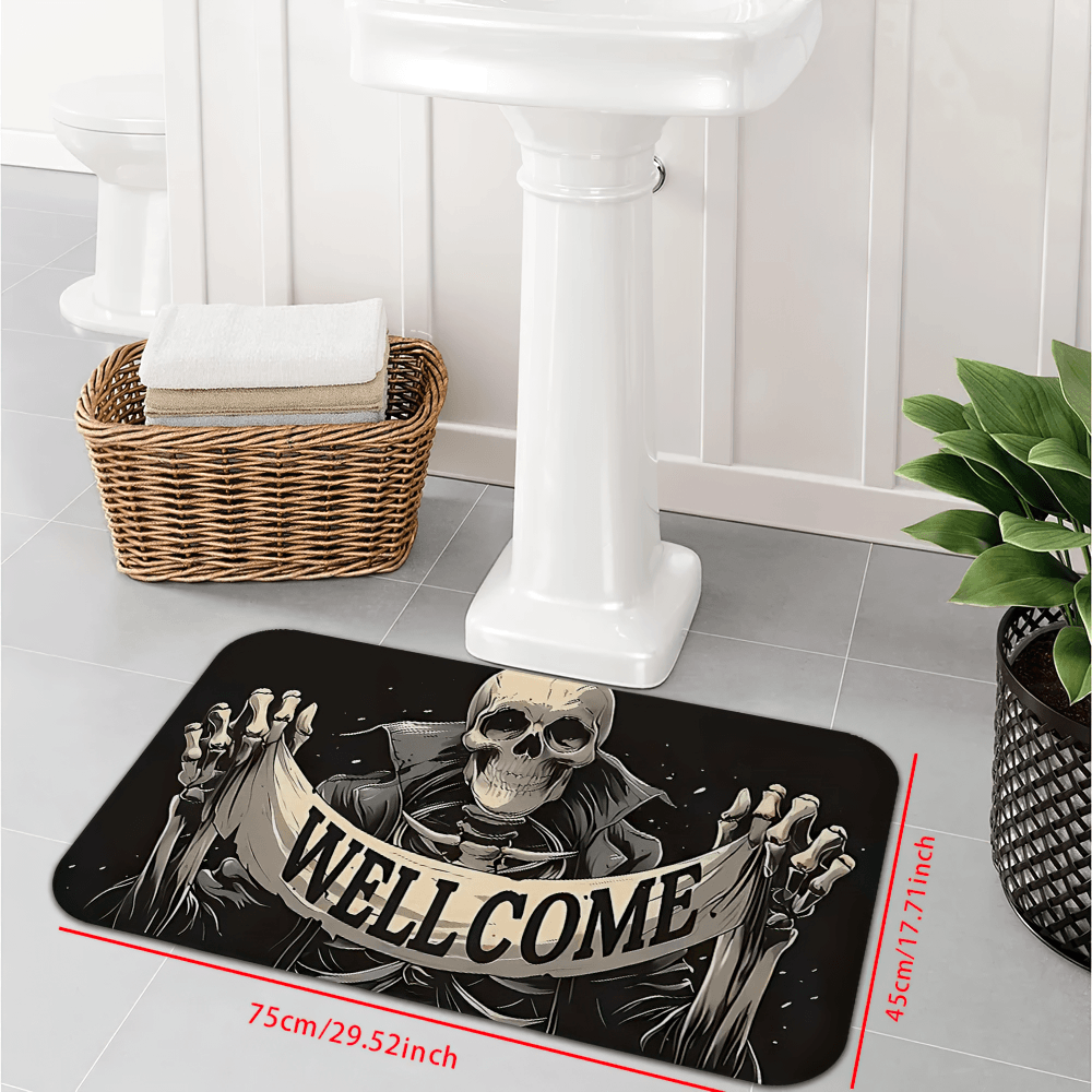 Gothic Skeleton Welcome Outdoor Door Mat for Entryways
