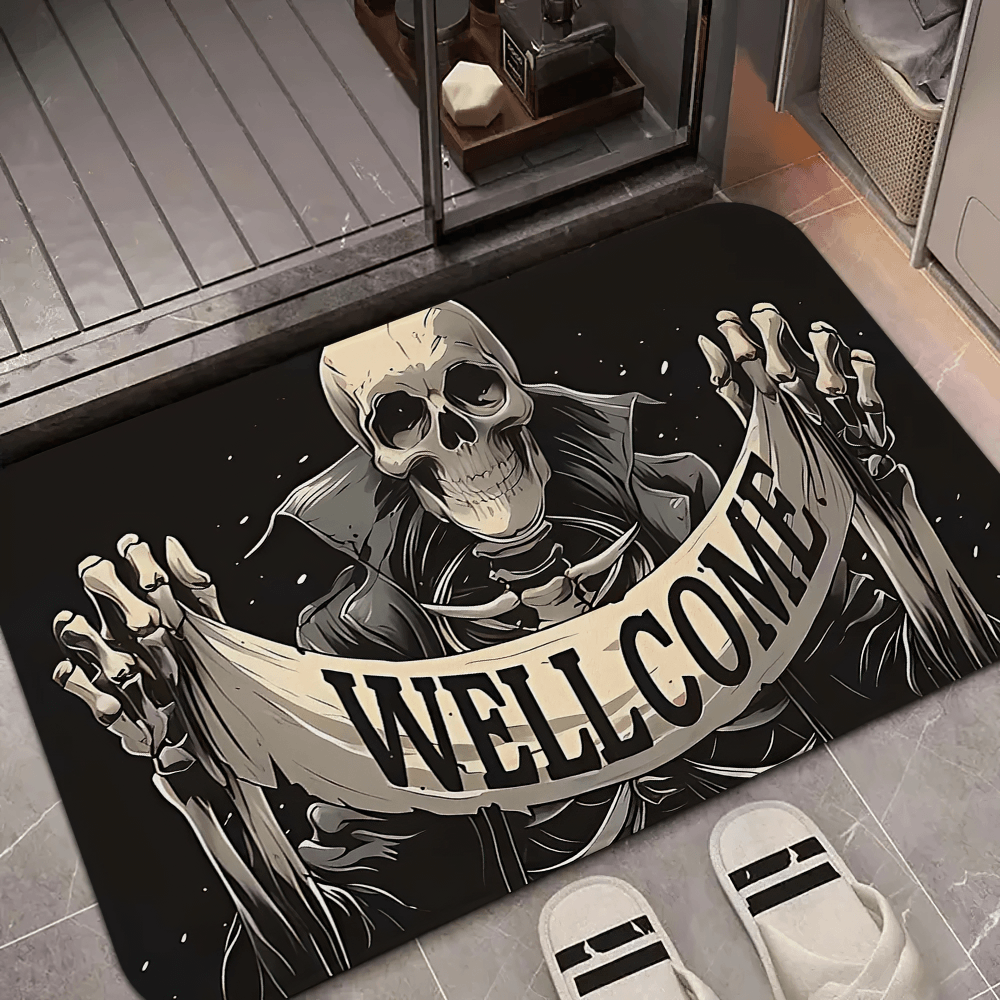 Gothic Skeleton Welcome Outdoor Door Mat for Entryways