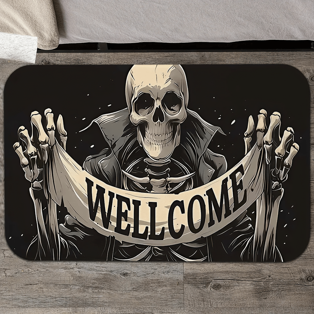 Gothic Skeleton Welcome Outdoor Door Mat for Entryways