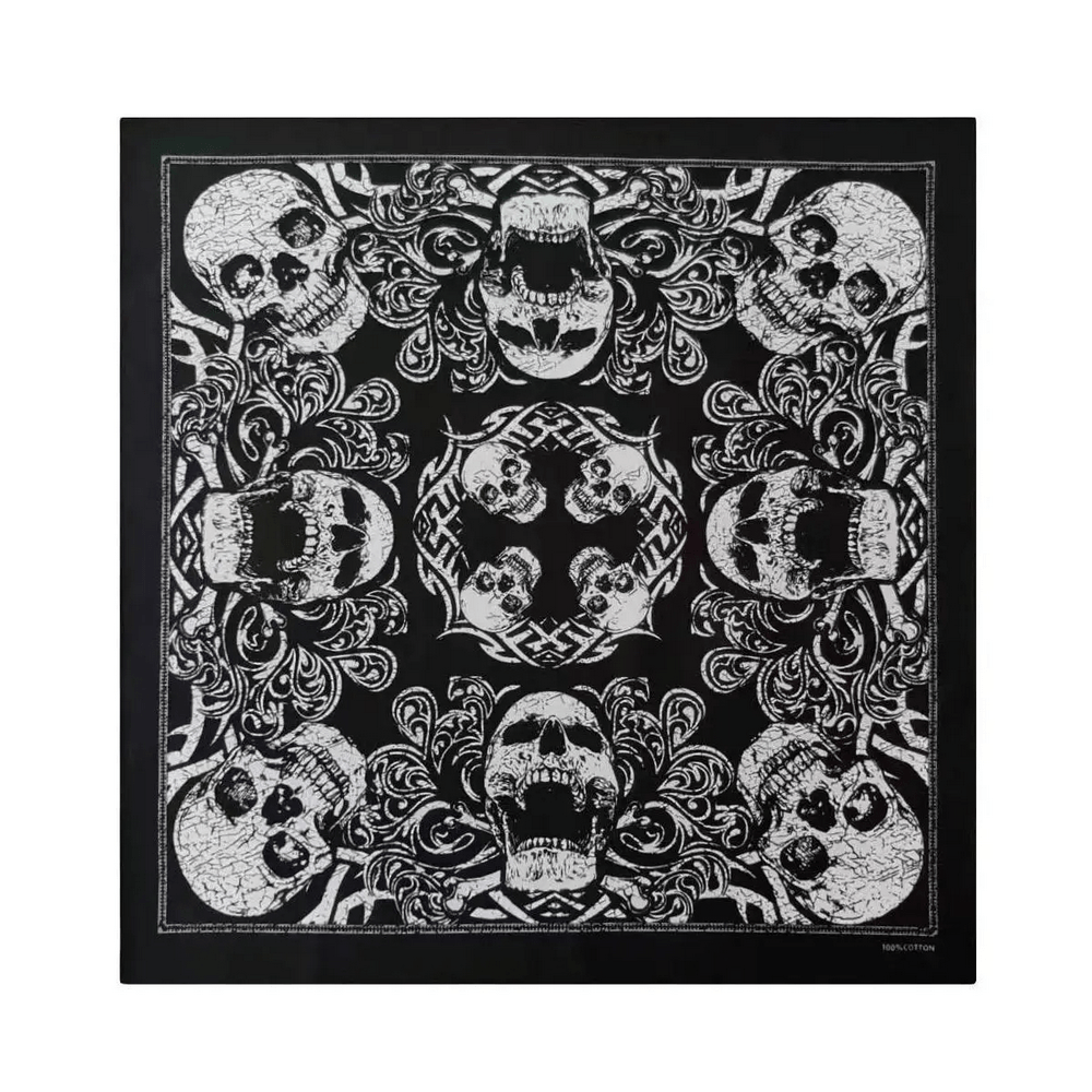Bandana Crâne Gothique avec Imprimé de Volutes Orné