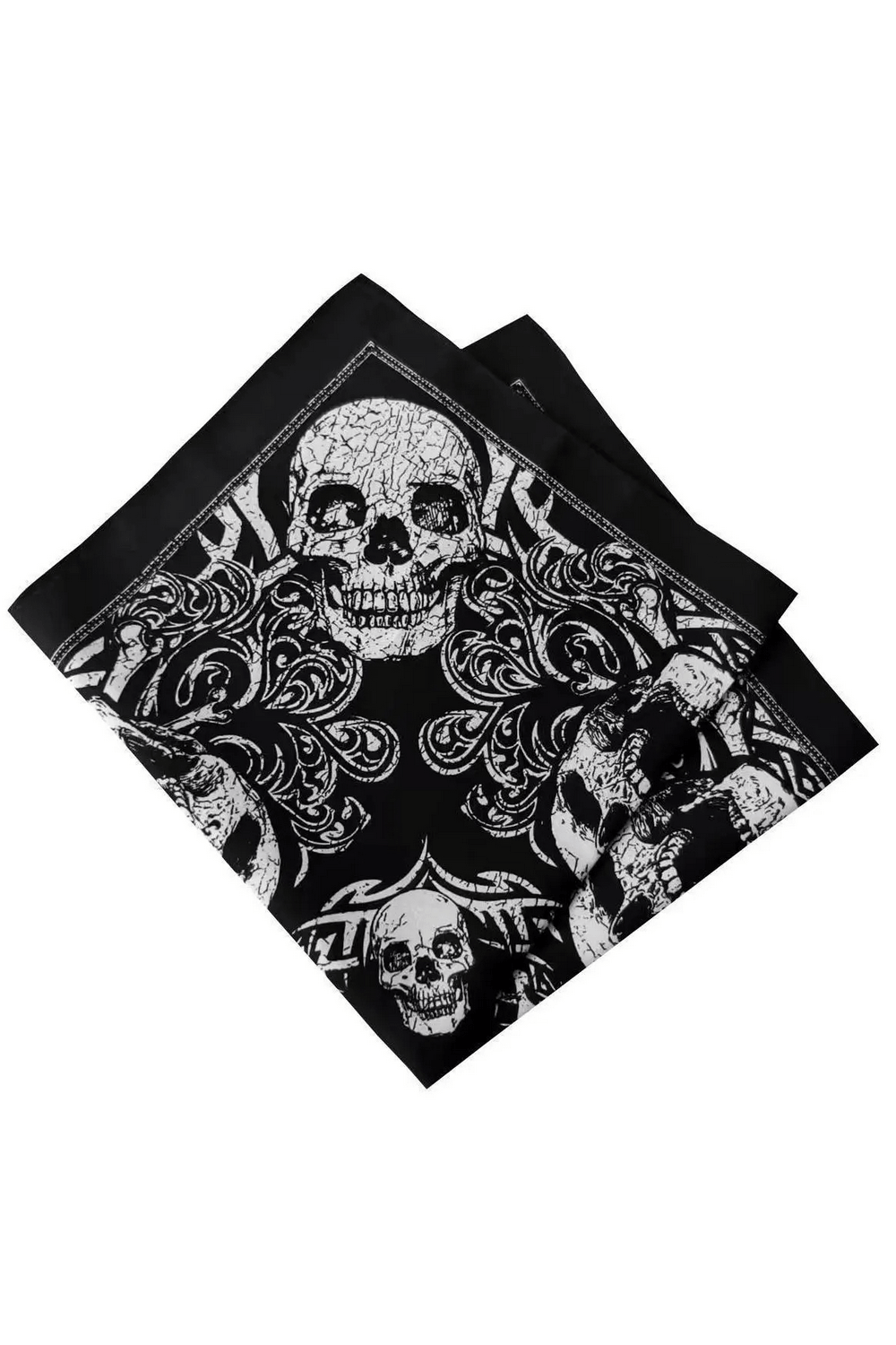Bandana Crâne Gothique avec Imprimé de Volutes Orné