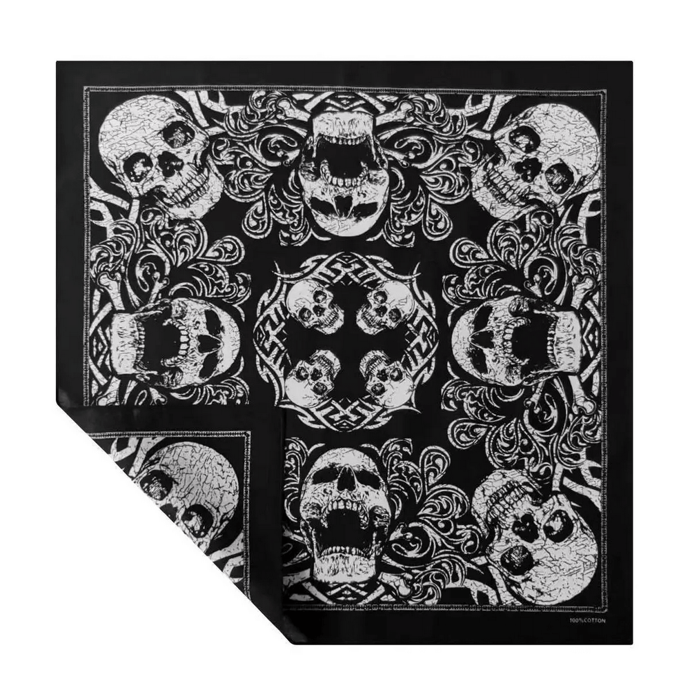 Bandana Crâne Gothique avec Imprimé de Volutes Orné