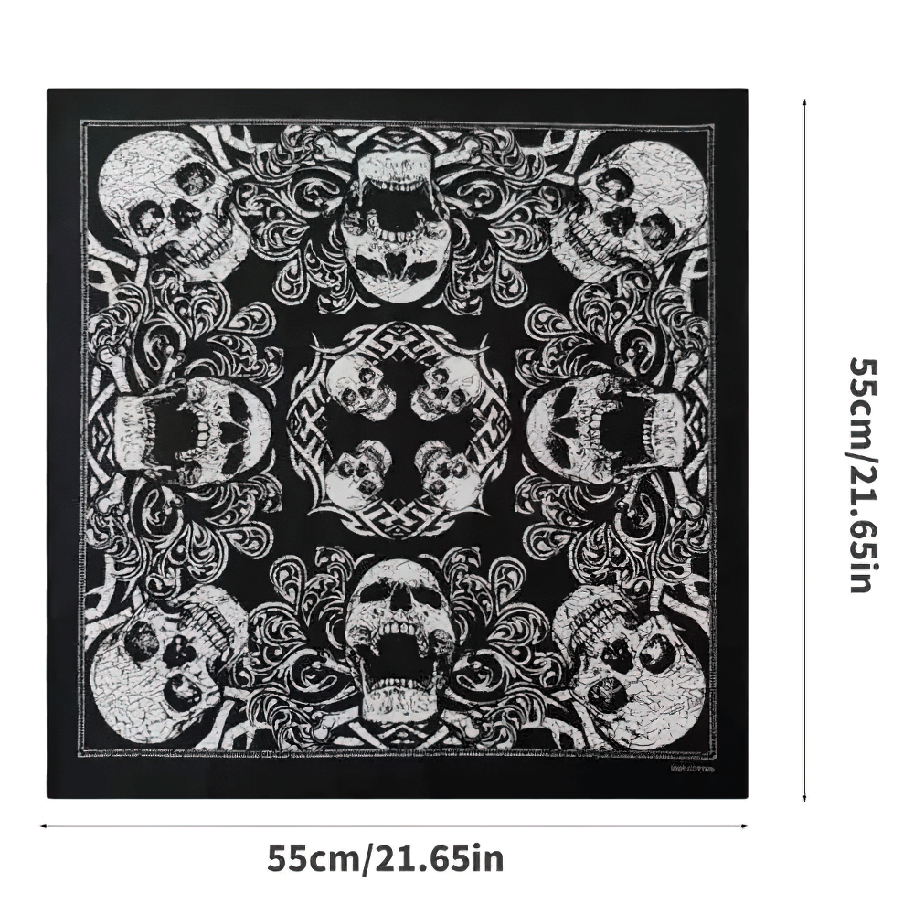 Bandana Crâne Gothique avec Imprimé de Volutes Orné