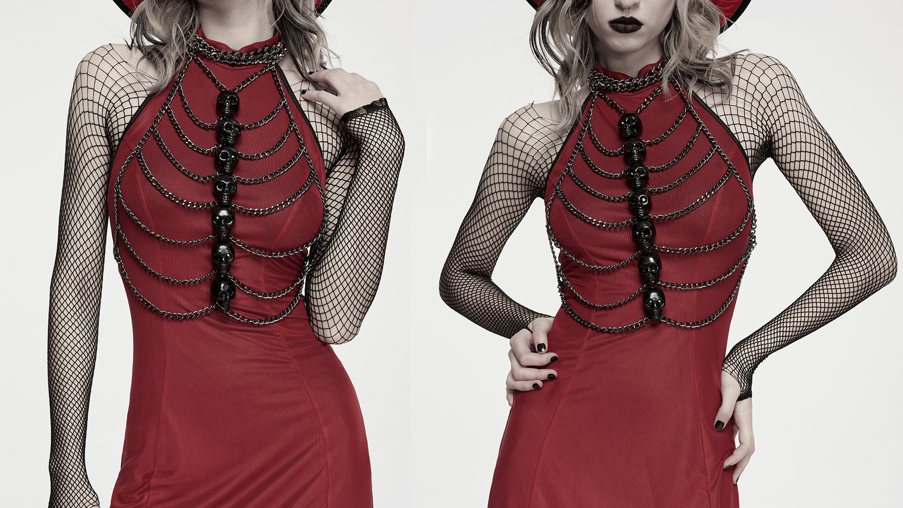 Gotisches Schädel-Kettengeschirr im Cyberpunk-Stil für Damen