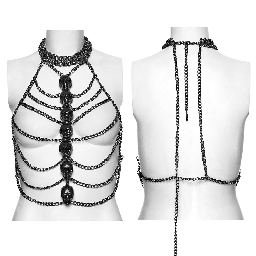 Gotisches Schädel-Kettengeschirr im Cyberpunk-Stil für Damen