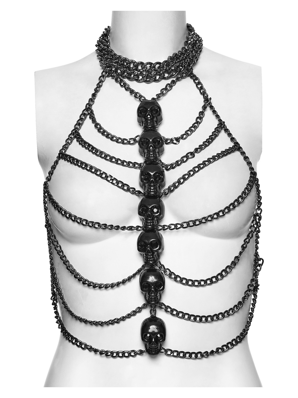 Gotisches Schädel-Kettengeschirr im Cyberpunk-Stil für Damen