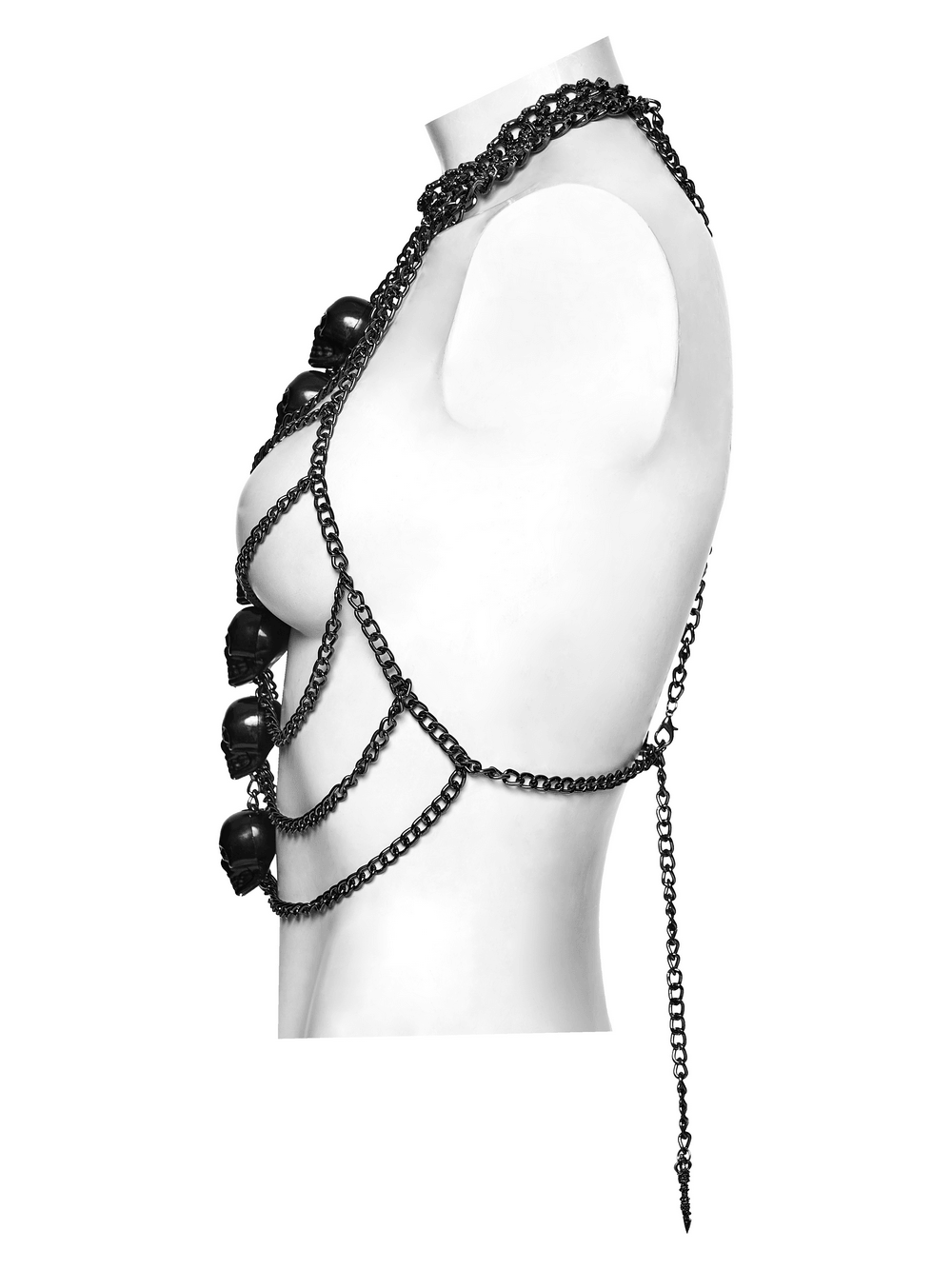 Gotisches Schädel-Kettengeschirr im Cyberpunk-Stil für Damen
