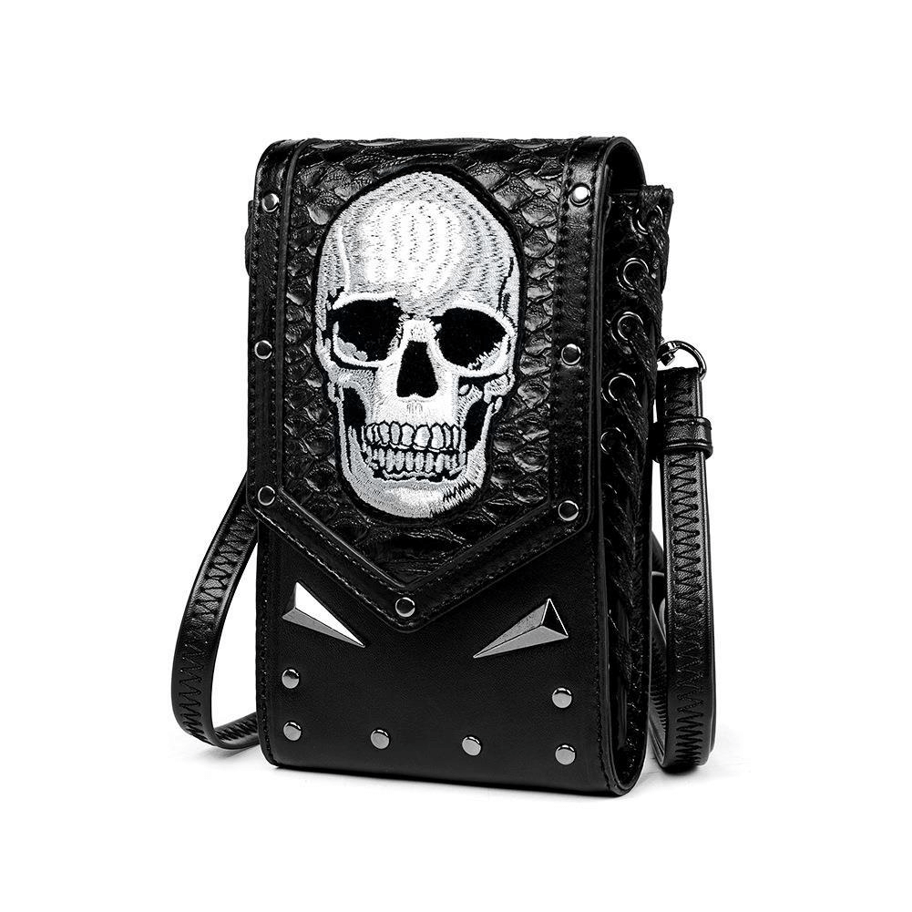 Gothic Skull Crossbody Bag With Adjustable Strap / Motorcycle Waist Pack - HARD'N'HEAVY