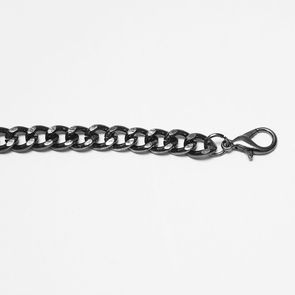 Gothic Skull Draped Body Chain Harness Jewelry adjustable lobster clasp chain close-up on a white background.