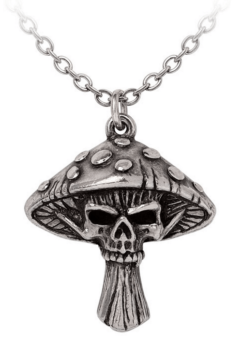 Gothic Skull Mushroom Pendant with Dark Fantasy Design
