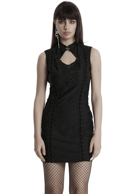 Gothic ärmelloses Cheongsam-Kleid mit Ausschnitt