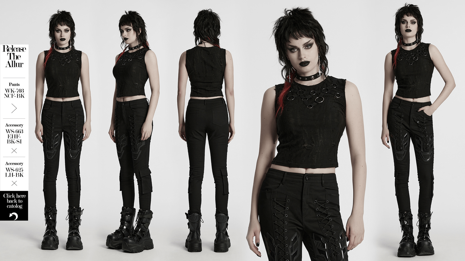 Gothic sleeveless top with iron rings and distressed texture for edgy punk fashion.