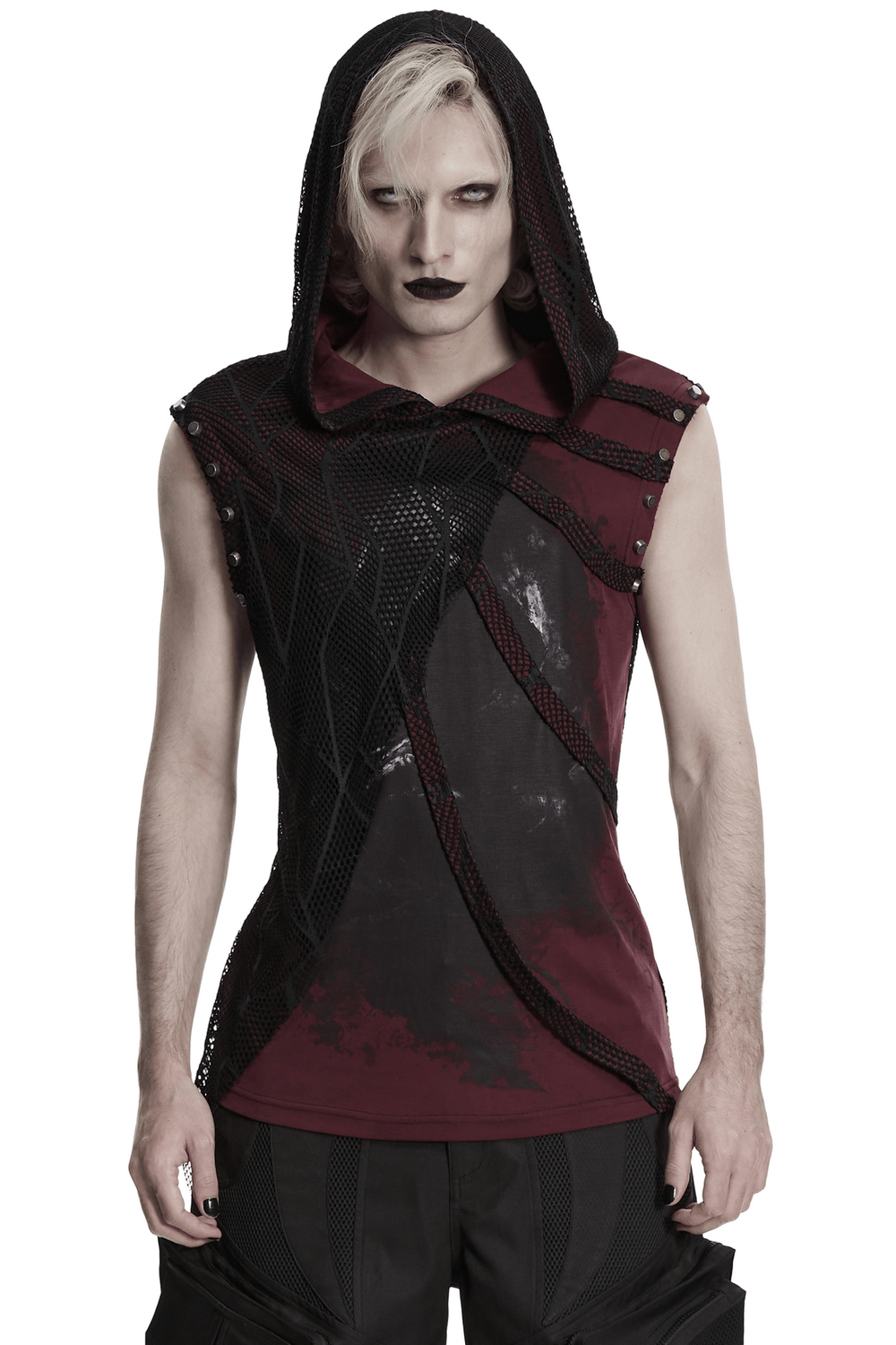 Gothic Spider Mesh Hooded Sleeveless Punk Top
