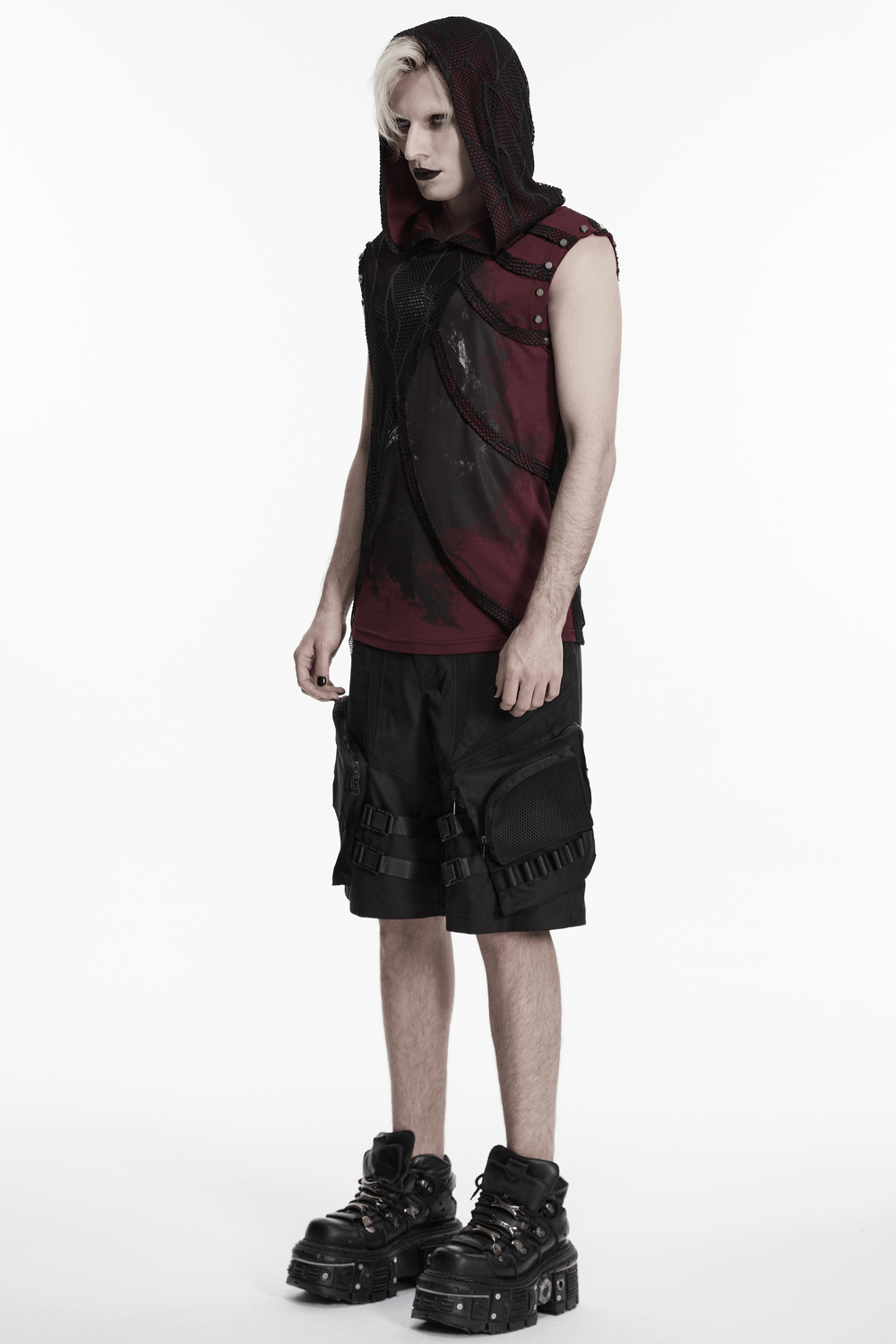 Gothic Spider Mesh Hooded Sleeveless Punk Top