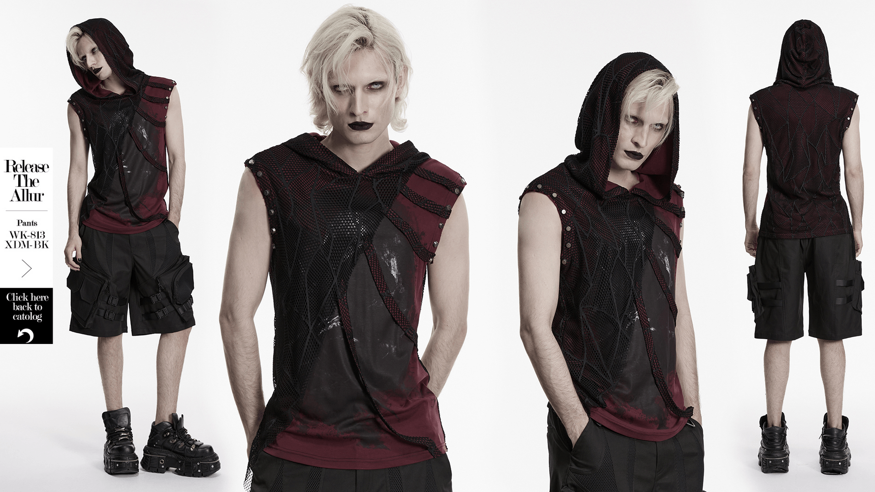 Gothic Spider Mesh Hooded Sleeveless Punk Top