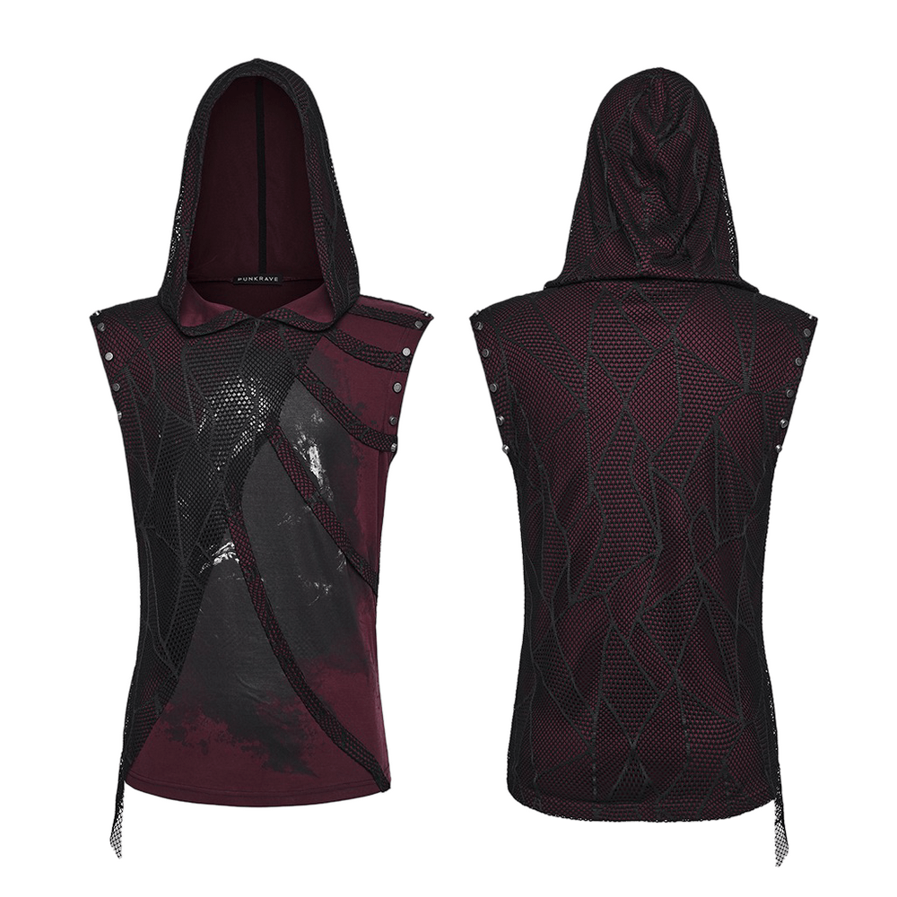 Gothic Spider Mesh Hooded Sleeveless Punk Top