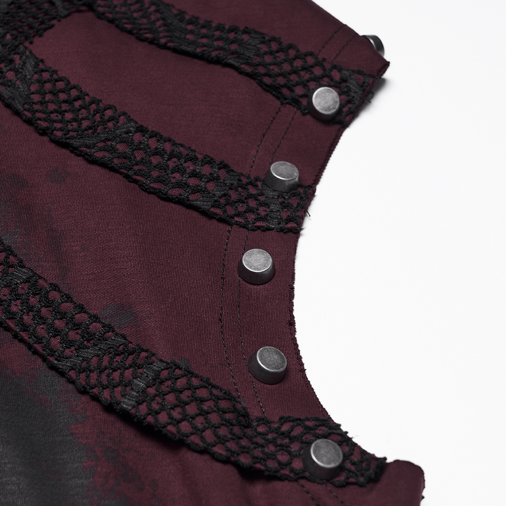 Gothic Spider Mesh Hooded Sleeveless Punk Top