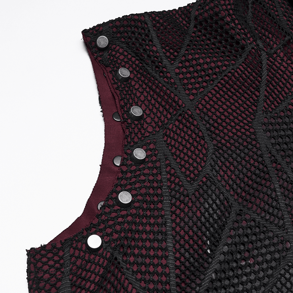 Gothic Spider Mesh Hooded Sleeveless Punk Top
