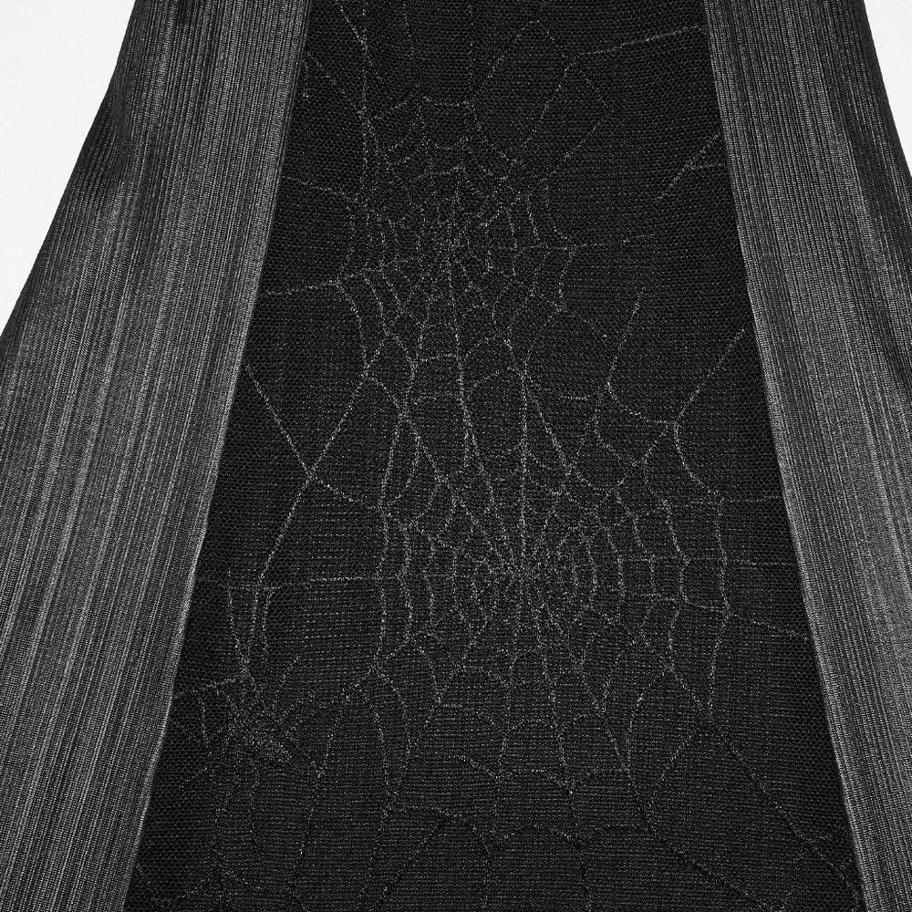 Gothic Spider Web Mesh Flared Pants with Cross Waist showcasing intricate spider web design.