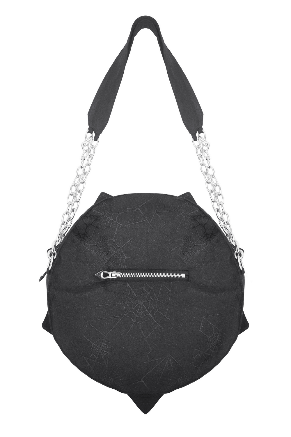 Gothic Spider Web Shoulder Bag with Chain Straps and Zipper Pocket