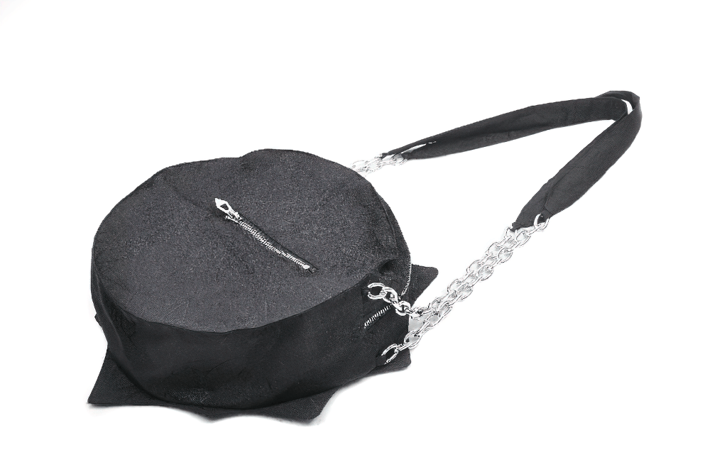 Gothic Spider Web Shoulder Bag with silver chain straps and embroidered design, perfect for alternative style fashion.