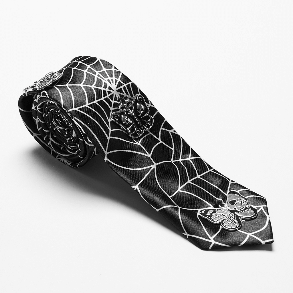 Gothic Spider Web Skull Tie for Fashion Enthusiasts