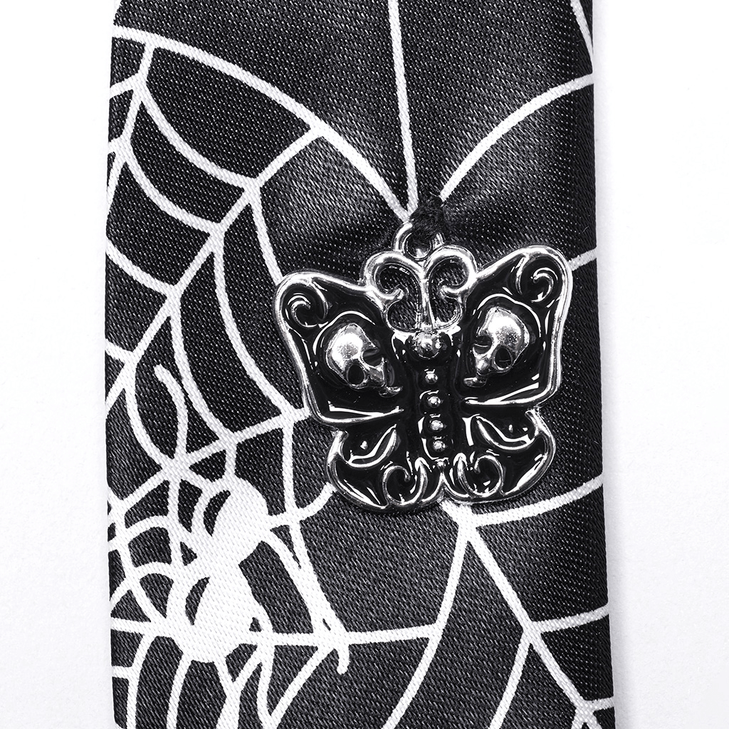 Gothic Spider Web Skull Tie for Fashion Enthusiasts