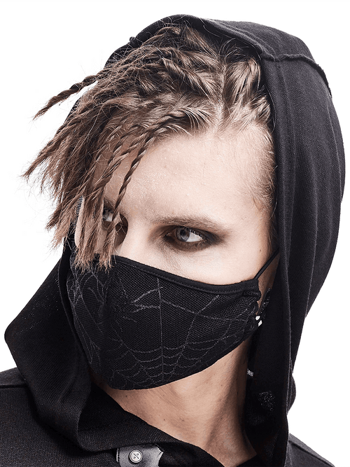 Gothic Spiderweb Gesichtsmaske / Schwarze atmungsaktive Maske mit verstellbaren Trägern
