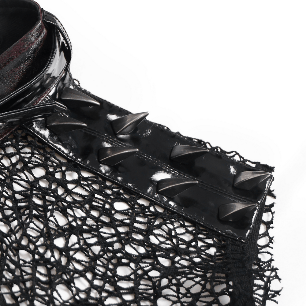 Gothic Spike Mesh Vest With Chains and Zipper