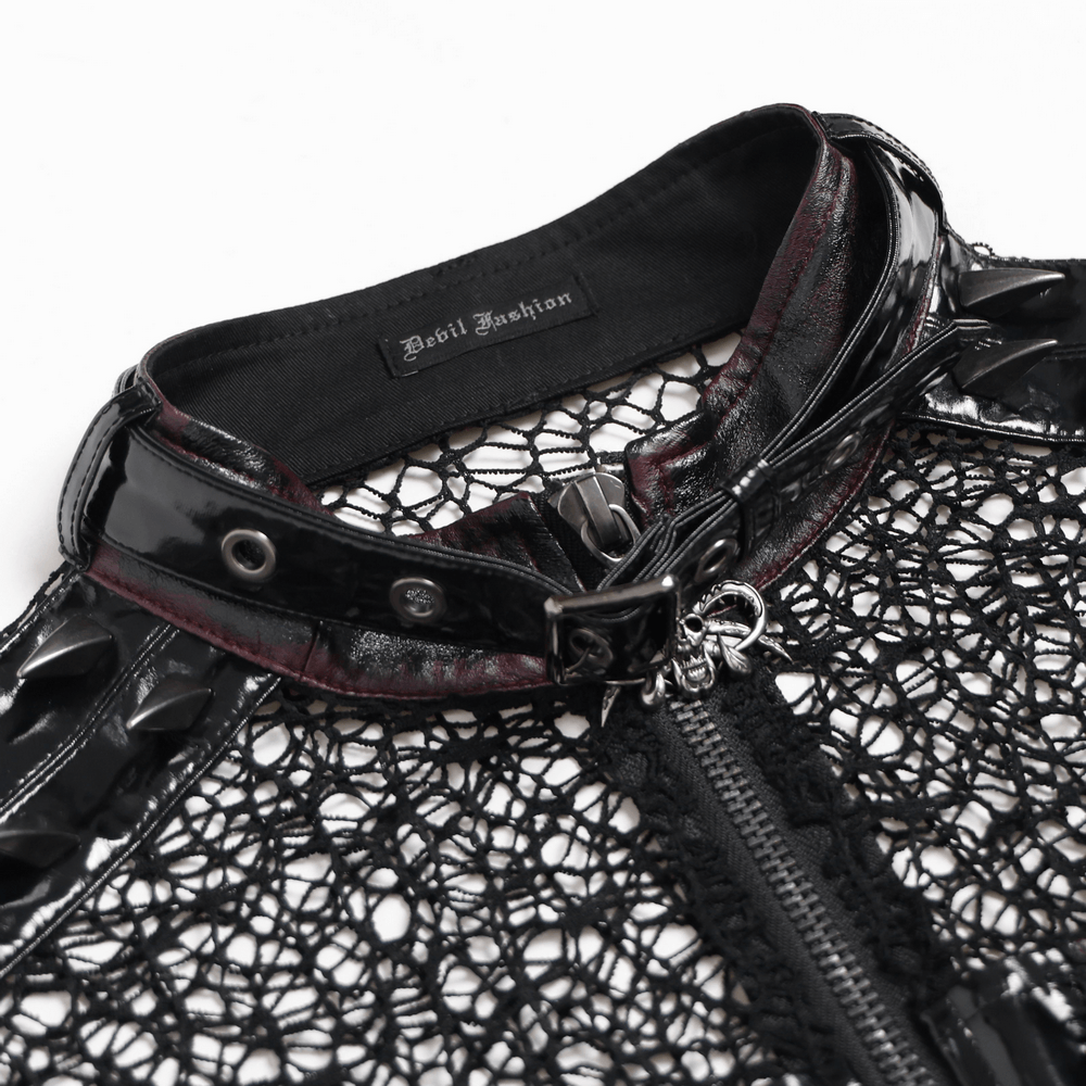 Gothic Spike Mesh Vest With Chains and Zipper