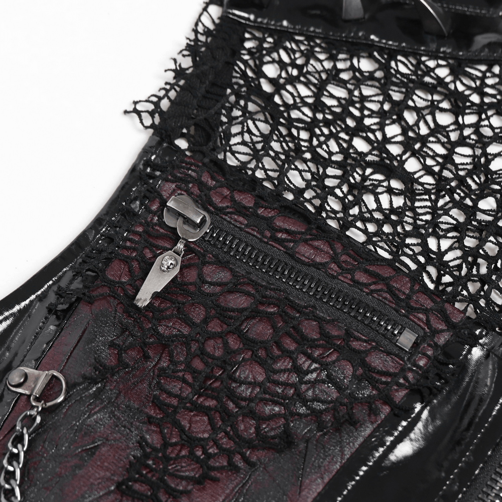 Gothic Spike Mesh Vest With Chains and Zipper