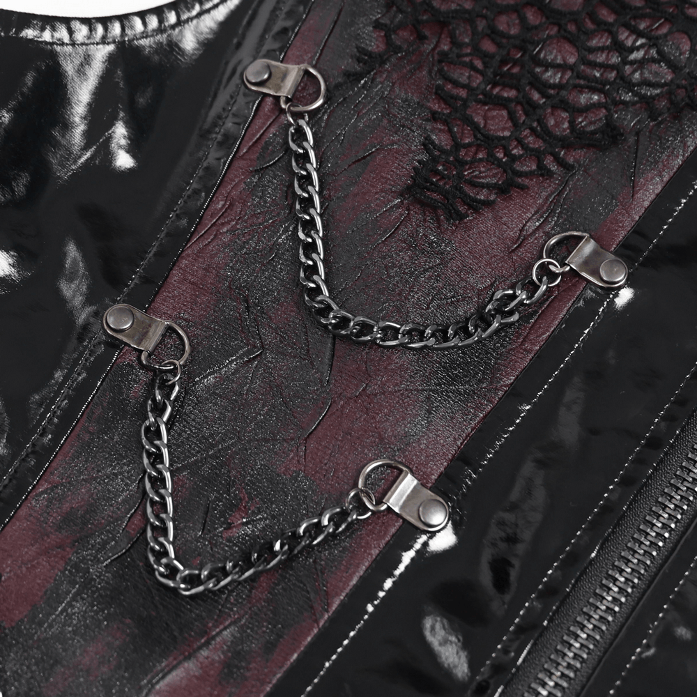 Gothic Spike Mesh Vest With Chains and Zipper