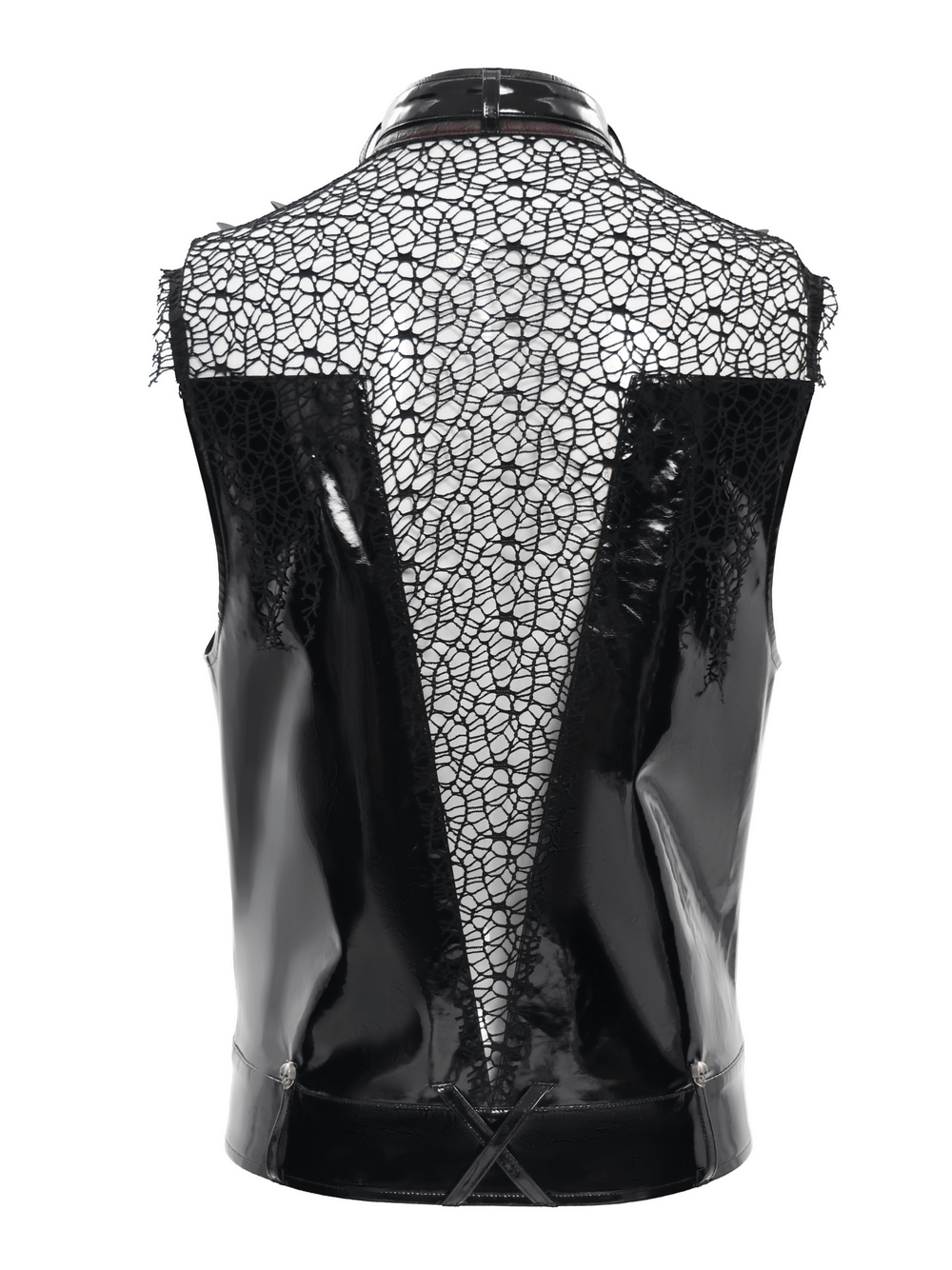 Gothic Spike Mesh Vest With Chains and Zipper