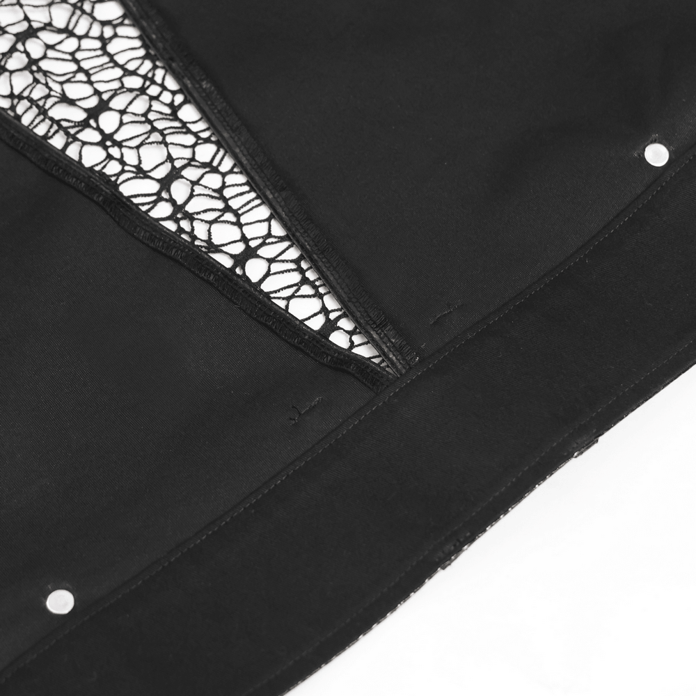 Gothic Spike Mesh Vest With Chains and Zipper