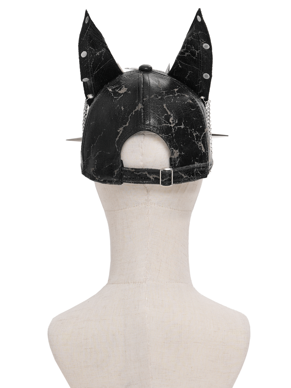 Gothic Spiked Cat Ear Cap With Studded Chains