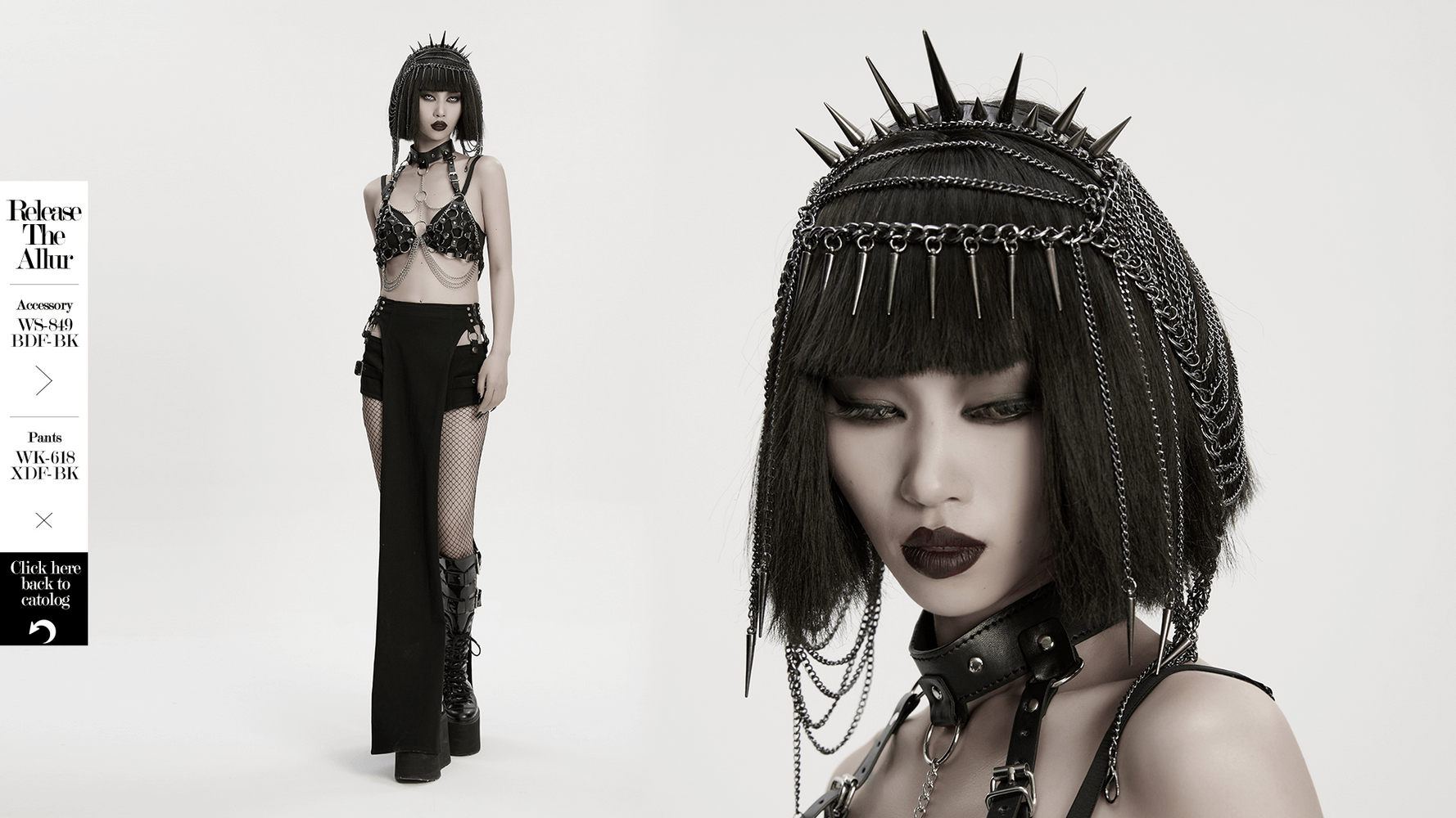 Gothic spiked crown with chains and punk thorn design, showcasing edgy fashion and bold style.