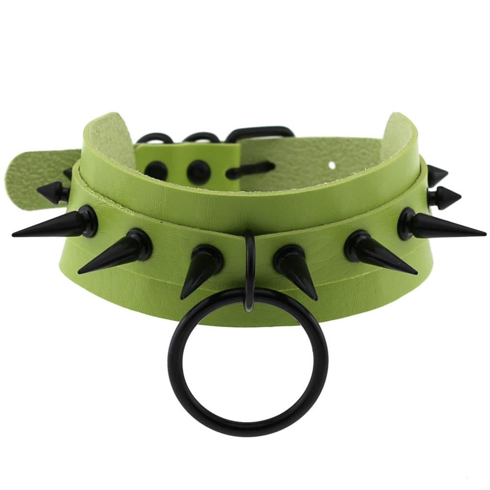 Gothic Spiked Choker for Men and Women / Studded Leather Choker with Ring / Unisex Rave Outfits - HARD'N'HEAVY