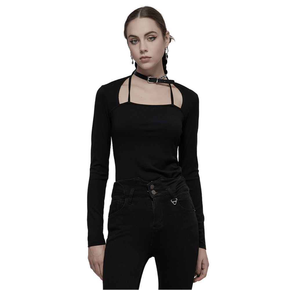 Gothic Streetwear Cami Illusion Top - Punk Black Choker - HARD'N'HEAVY