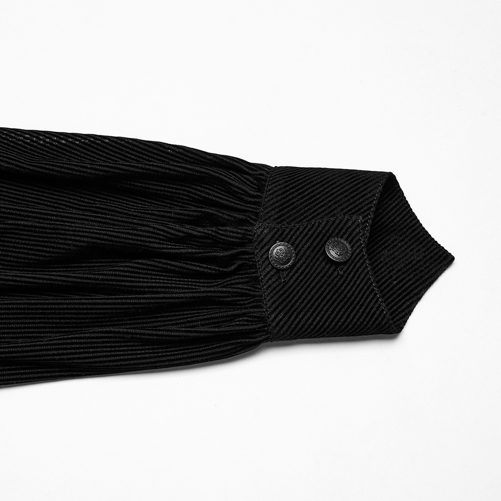 Gothic striped mesh shirt cuff with double-breasted buttons, perfect for alternative fashion lovers.