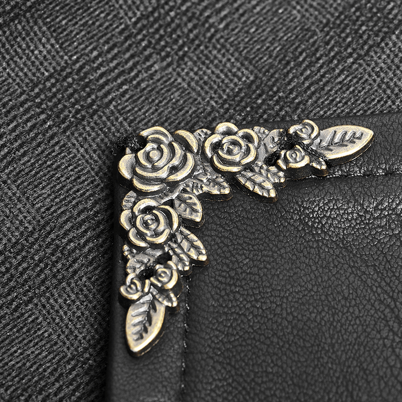 Close-up of ornate flower and leaf detailing on the Gothic Striped PU Leather Waistcoat for men.