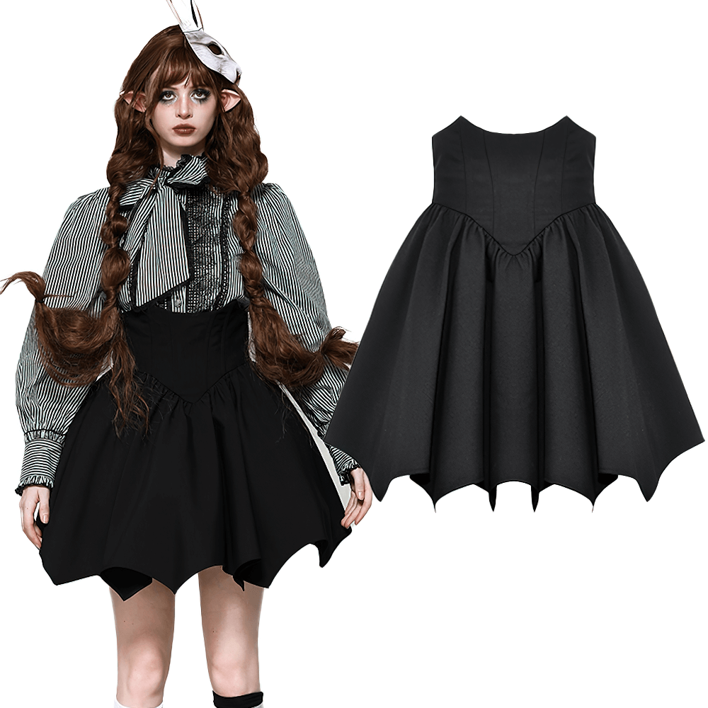 Gothic A-Line Skirt with Asymmetrical Hemline for Bold Elegant Style