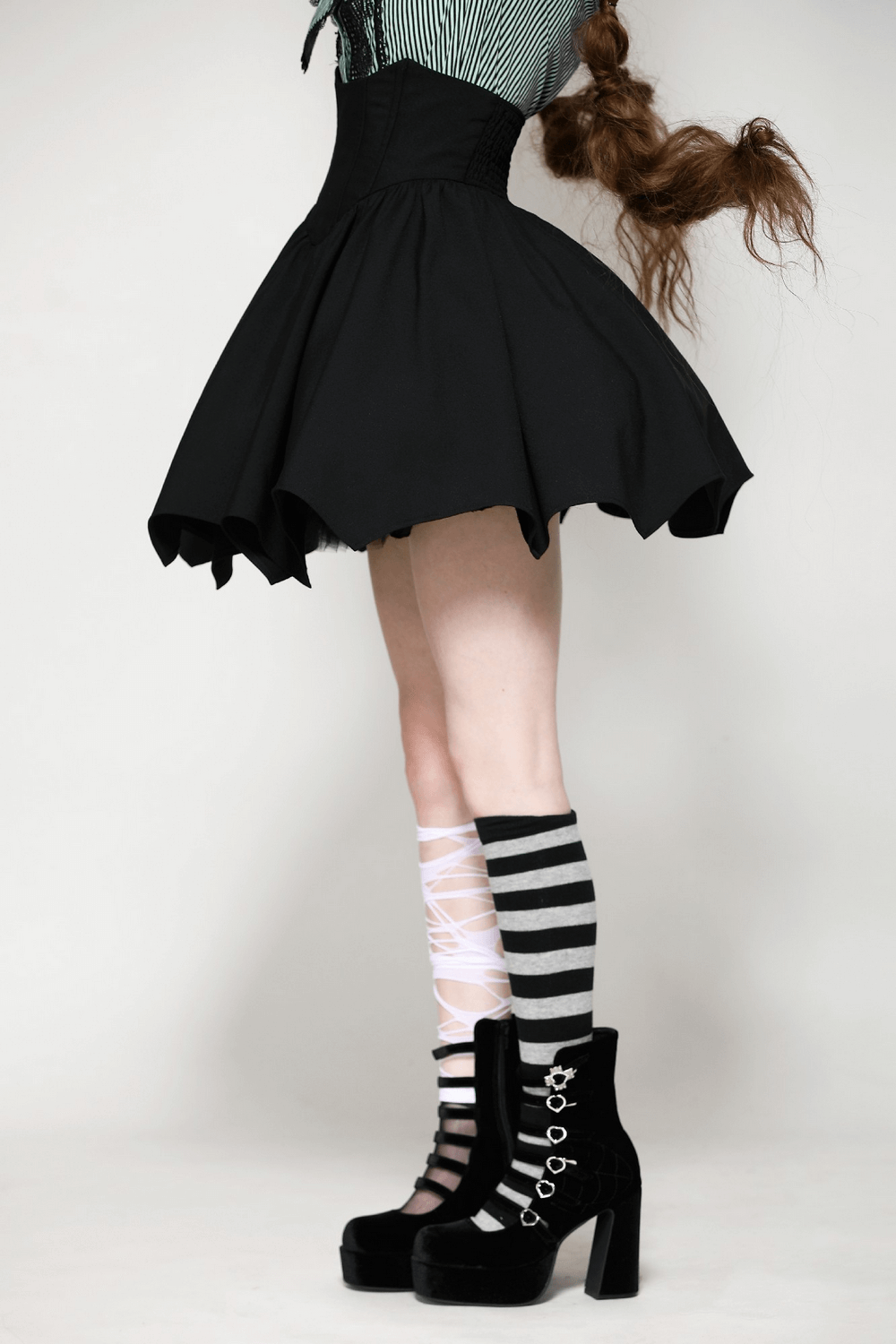 Gothic Structured A-Line Skirt with Asymmetrical Hem