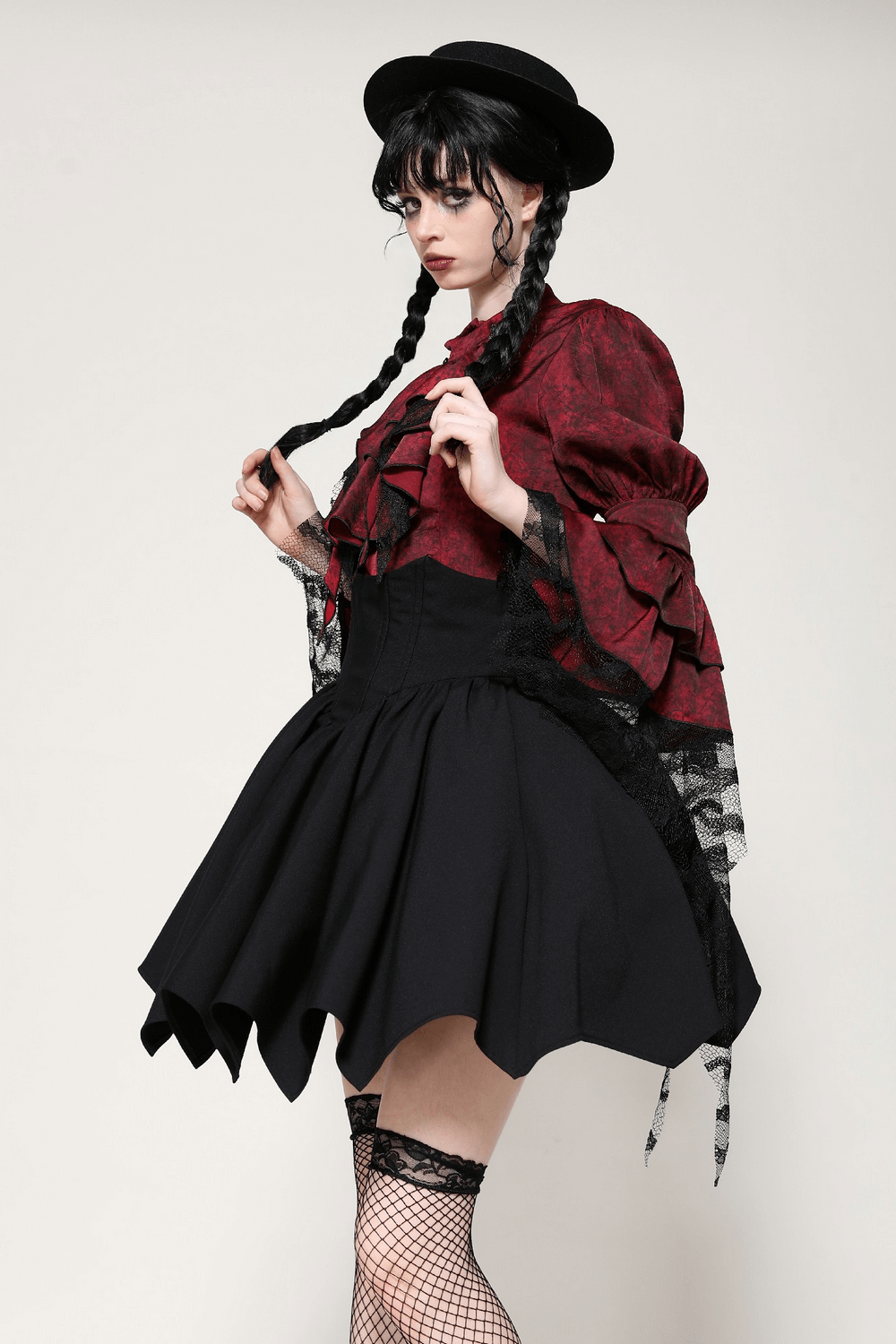 Gothic Structured A-Line Skirt with Asymmetrical Hem