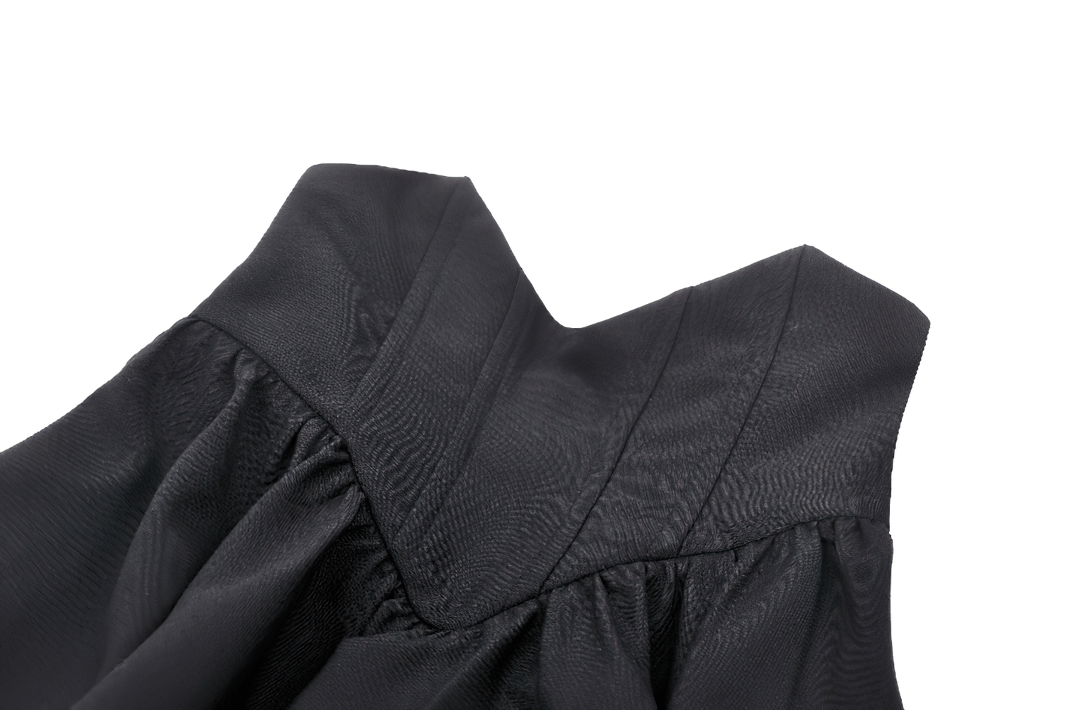 Close-up of Gothic Structured A-Line Skirt showing elegant black fabric and detailed bodice design.