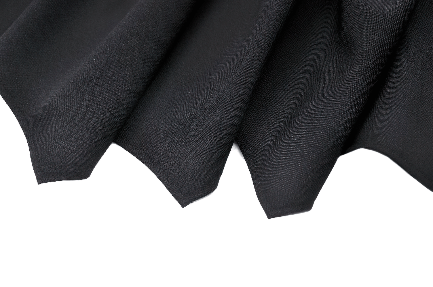 Close-up of elegant black fabric showcasing texture, perfect for gothic and dramatic clothing designs.