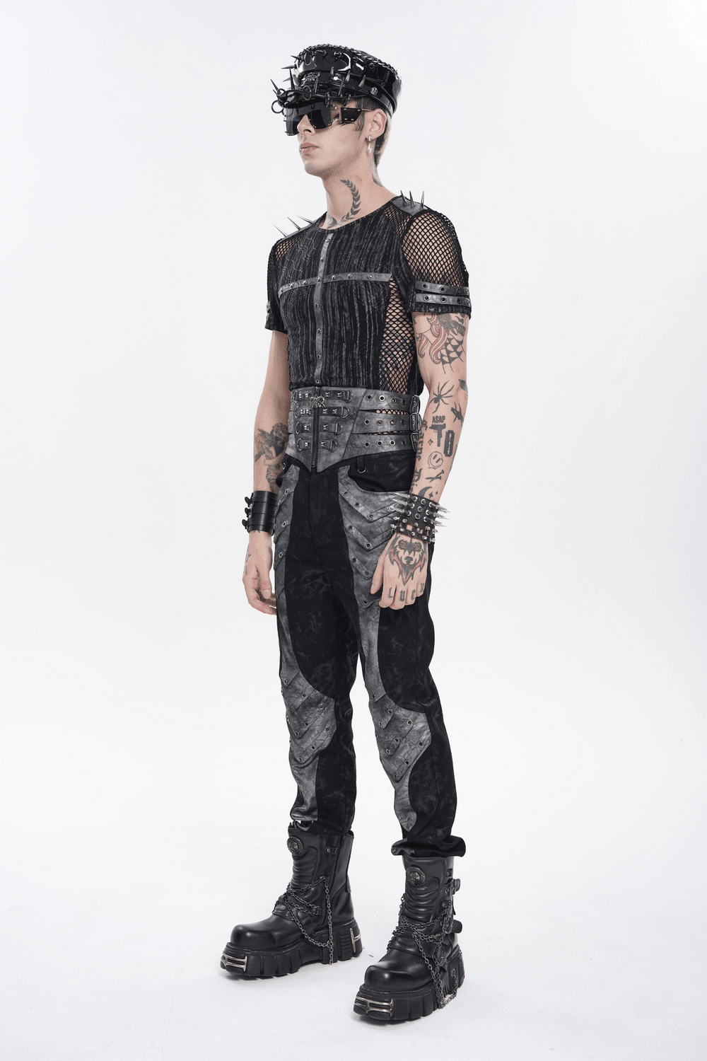 Gothic Studded Corset Belt With Front Zipper Detail