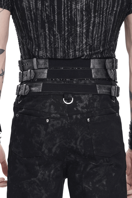 Ceinture Corset Gothique Cloutée avec Détail de Fermeture Éclair à l'Avant